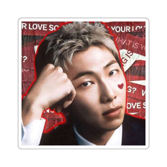 K-Pop RM Photo Kiss-Cut Sticker — Heart Cheek Fan Decal for Laptops & Journals
