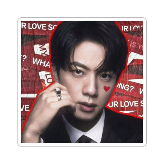 K-pop Jin Sticker — Red Heart Portrait Design