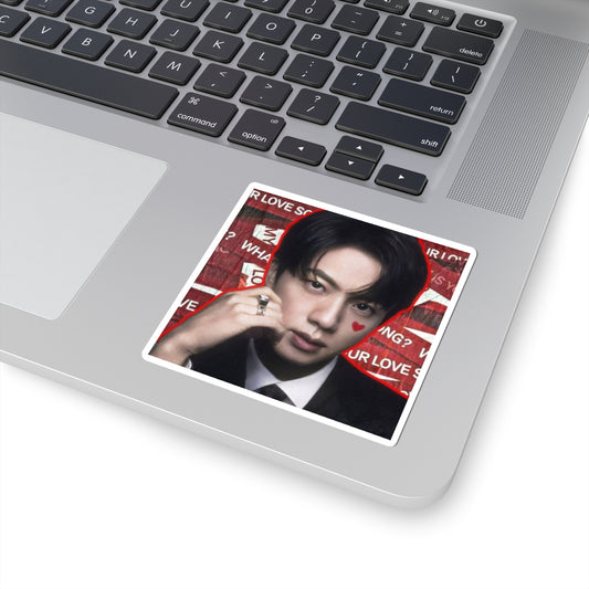 K-pop Jin Sticker — Red Heart Portrait Design